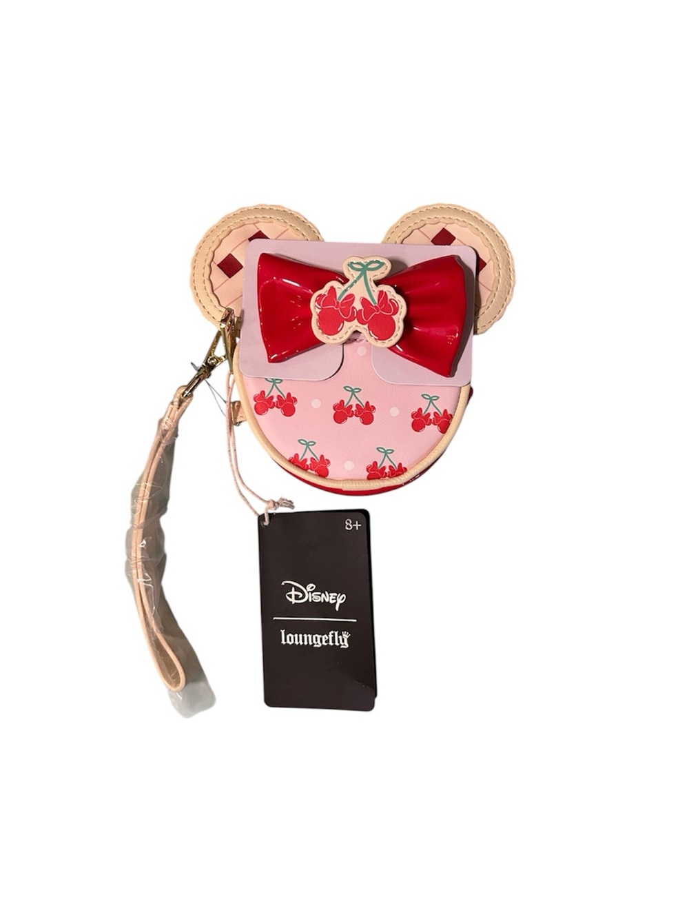 Loungefly Pink Cherry Bow Kids Wristlet with Red Accents
